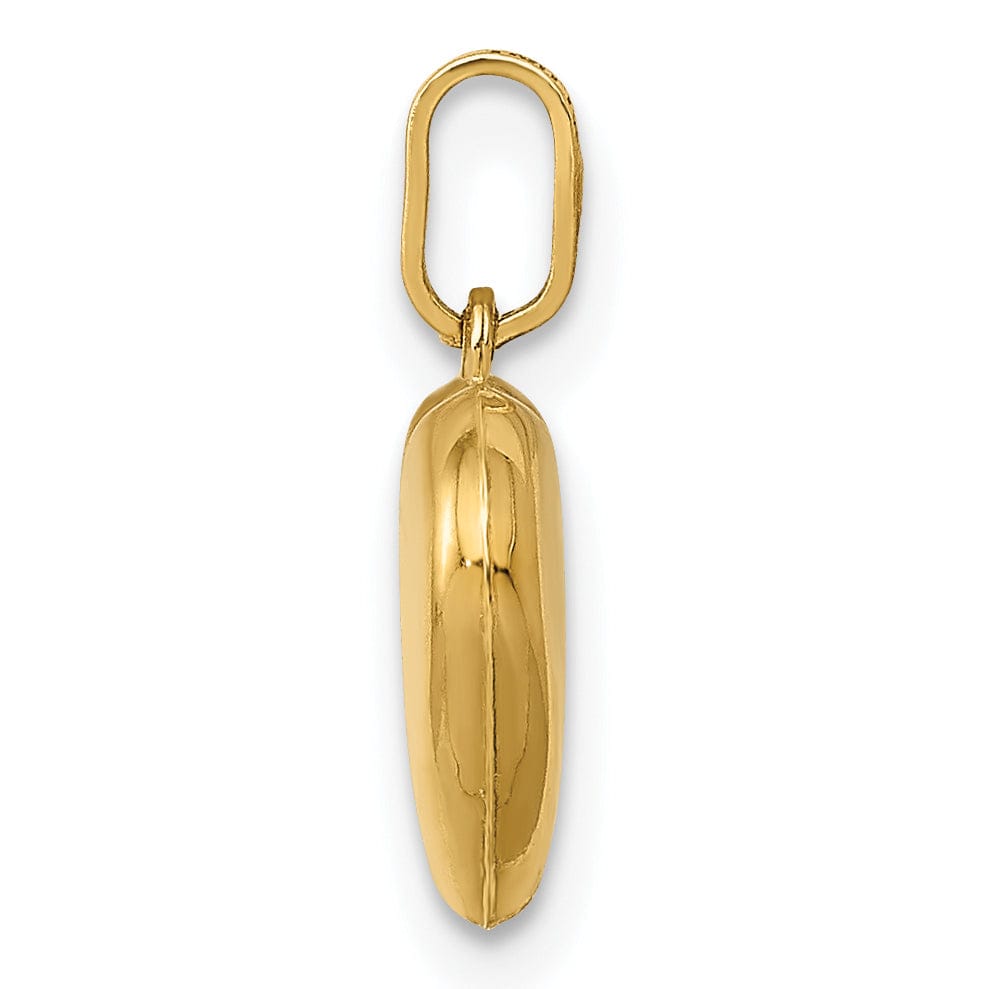 Lovely Rita's Pendants & Charms 14K Yellow Gold Polished Finish 3 Dimensional Hollow Puffed Heart Design Pendant Charm
