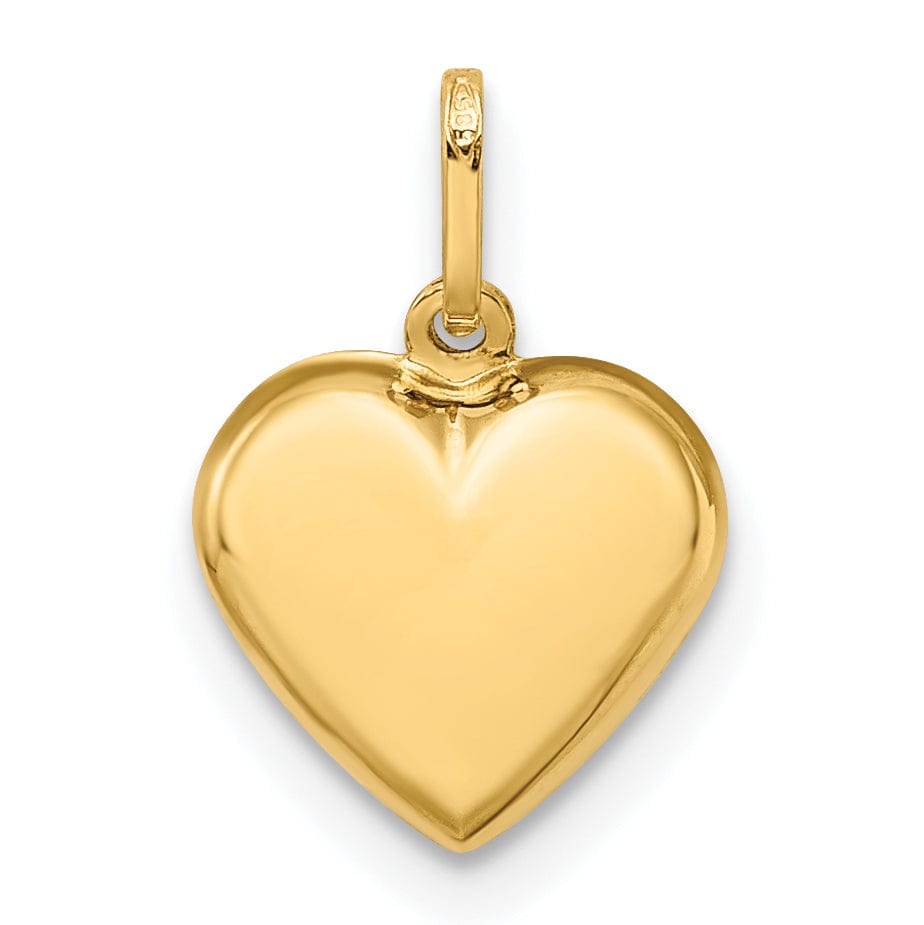 Lovely Rita's Pendants & Charms 14K Yellow Gold Polished Finish 3 Dimensional Hollow Puffed Heart Design Pendant Charm