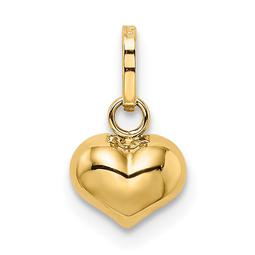 Lovely Rita's Pendants & Charms 14K Yellow Gold Polished Finish 3 Dimensional Hollow Puffed Heart Pendant Charm