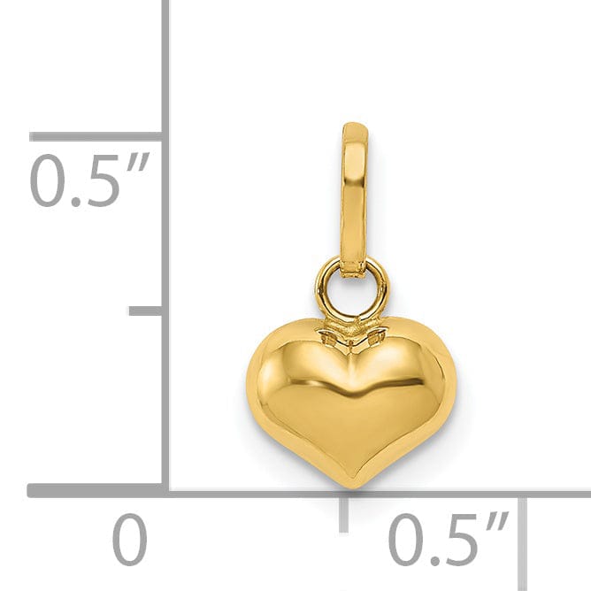 Lovely Rita's Pendants & Charms 14K Yellow Gold Polished Finish 3 Dimensional Hollow Puffed Heart Pendant Charm