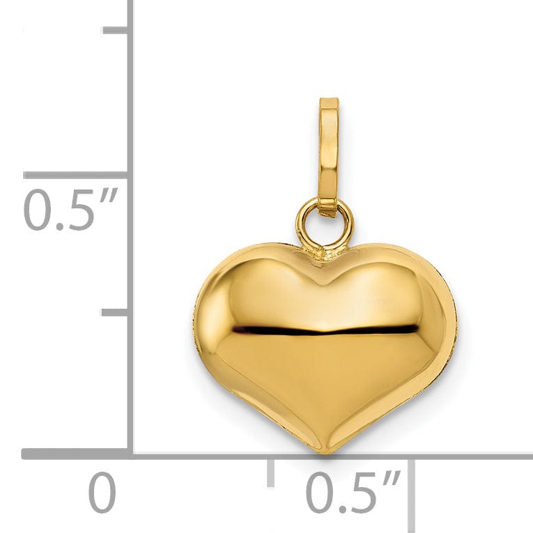 Lovely Rita's Pendants & Charms 14K Yellow Gold Polished Finish 3-Dimensional Hollow Puffed Heart Pendant Charm