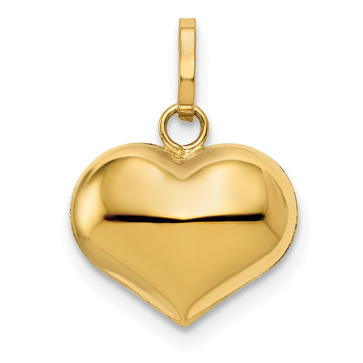 Lovely Rita's Pendants & Charms 14K Yellow Gold Polished Finish 3-Dimensional Hollow Puffed Heart Pendant Charm