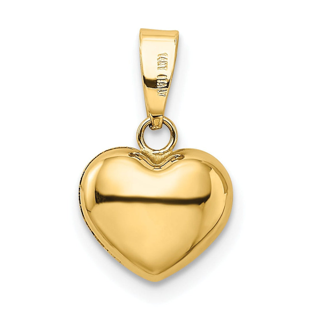 Lovely Rita's Pendants & Charms 14K Yellow Gold Polished Finish 3-Dimensional Hollow Puffed Heart Shape Design Charm Pendant
