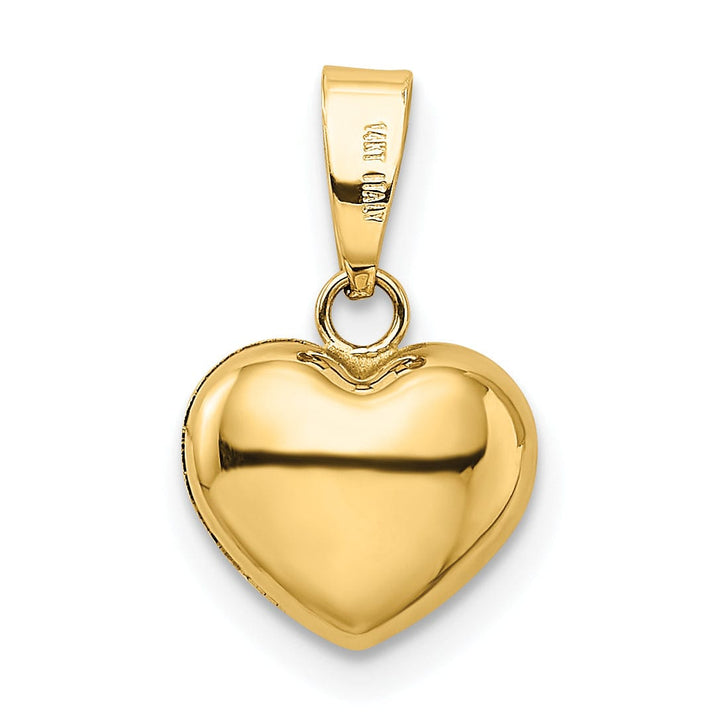 Lovely Rita's Pendants & Charms 14K Yellow Gold Polished Finish 3-Dimensional Hollow Puffed Heart Shape Design Charm Pendant