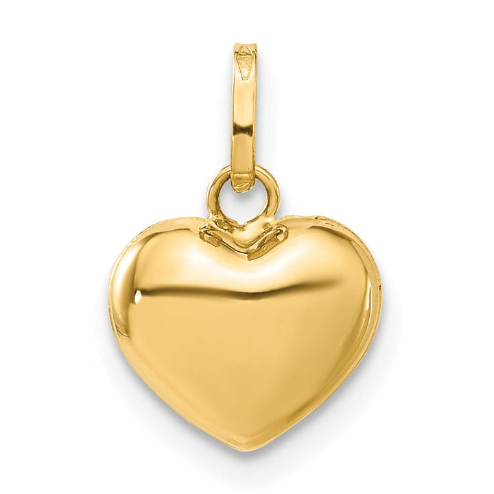 Lovely Rita's Pendants & Charms 14K Yellow Gold Polished Finish 3-Dimensional Hollow Puffed Heart Shape Design Charm Pendant
