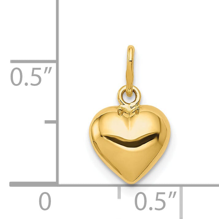 Lovely Rita's Pendants & Charms 14K Yellow Gold Polished Finish 3-Dimensional Hollow Puffed Heart Shape Design Pendant Charm