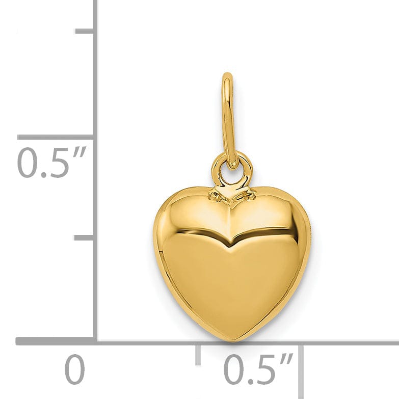Lovely Rita's Pendants & Charms 14K Yellow Gold Polished Finish 3-Dimensional Hollow Puffed Heart Shape Pendant Charm