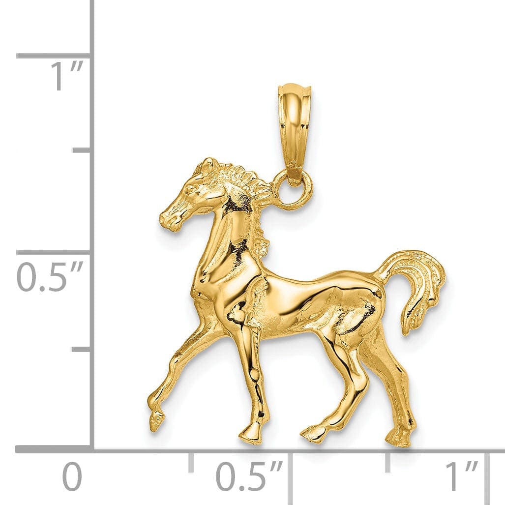 Lovely Rita's Pendants & Charms 14K Yellow Gold Polished Finish 3-Dimensional Horse Charm Pendant
