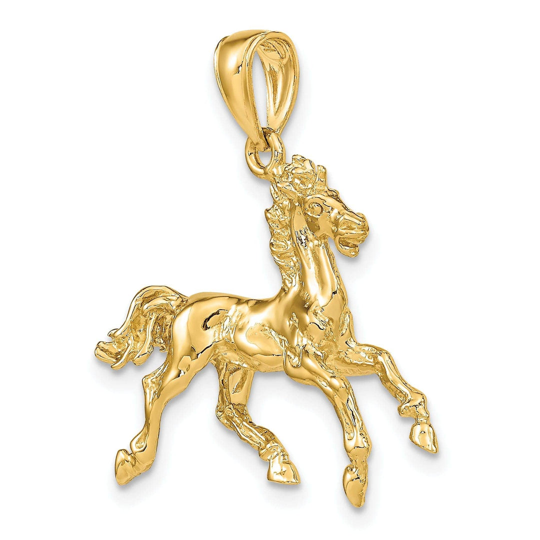 Lovely Rita's Pendants & Charms 14K Yellow Gold Polished Finish 3-Dimensional Horse Trotting Charm Pendant