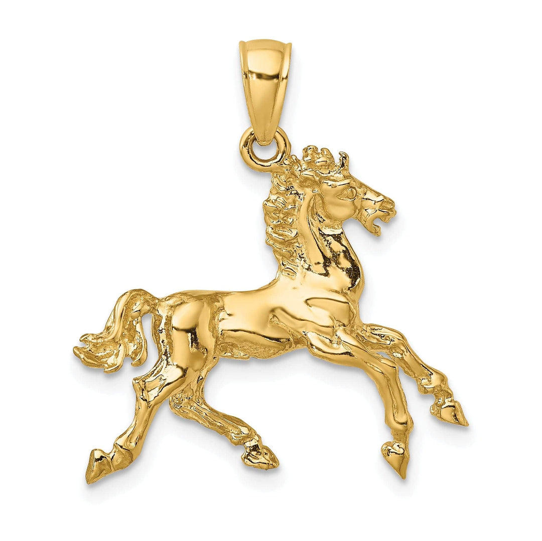 Lovely Rita's Pendants & Charms 14K Yellow Gold Polished Finish 3-Dimensional Horse Trotting Charm Pendant