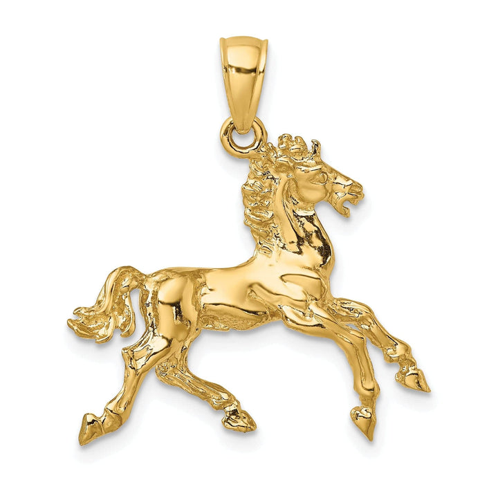 Lovely Rita's Pendants & Charms 14K Yellow Gold Polished Finish 3-Dimensional Horse Trotting Charm Pendant