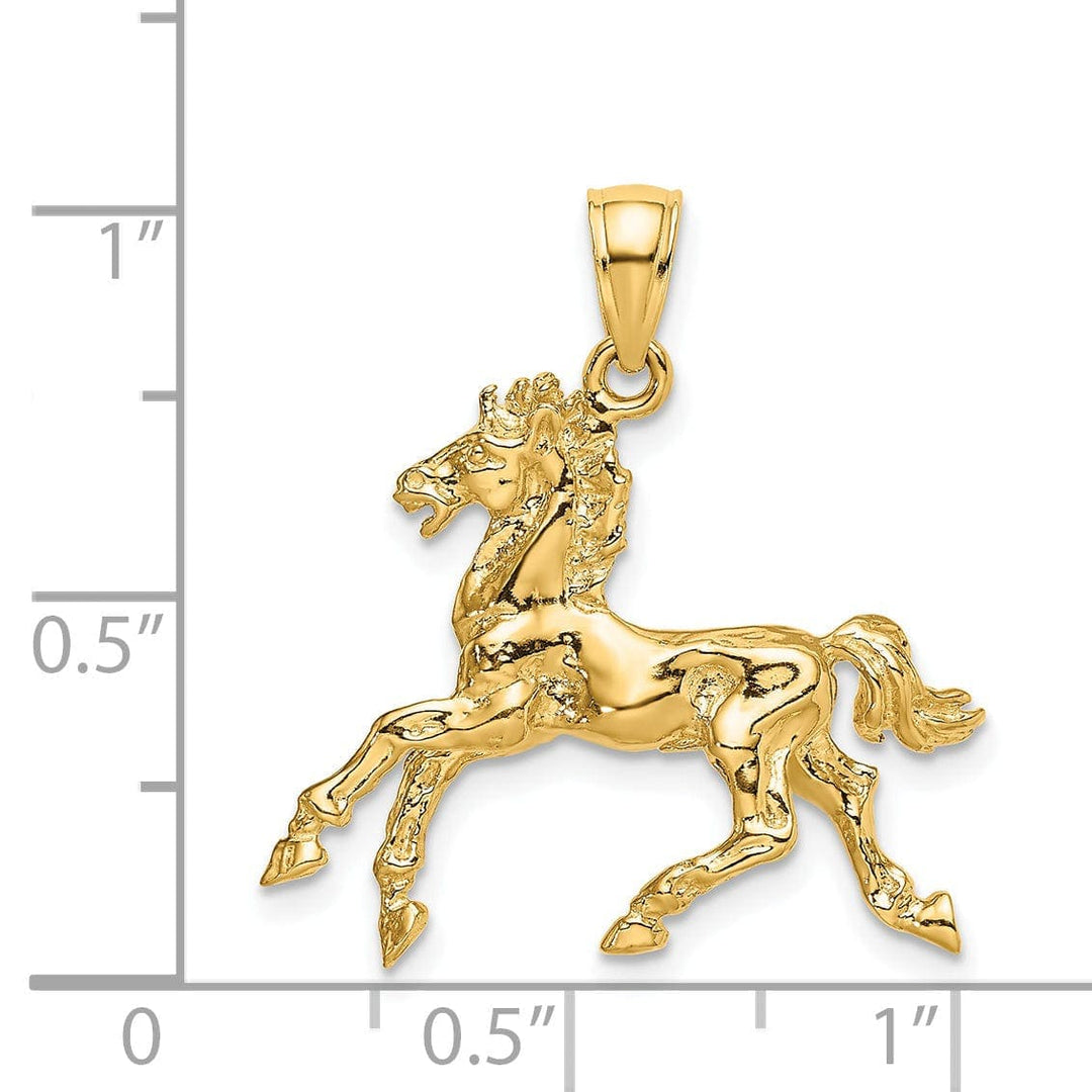 Lovely Rita's Pendants & Charms 14K Yellow Gold Polished Finish 3-Dimensional Horse Trotting Charm Pendant
