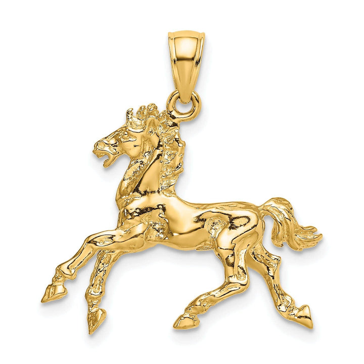 Lovely Rita's Pendants & Charms 14K Yellow Gold Polished Finish 3-Dimensional Horse Trotting Charm Pendant
