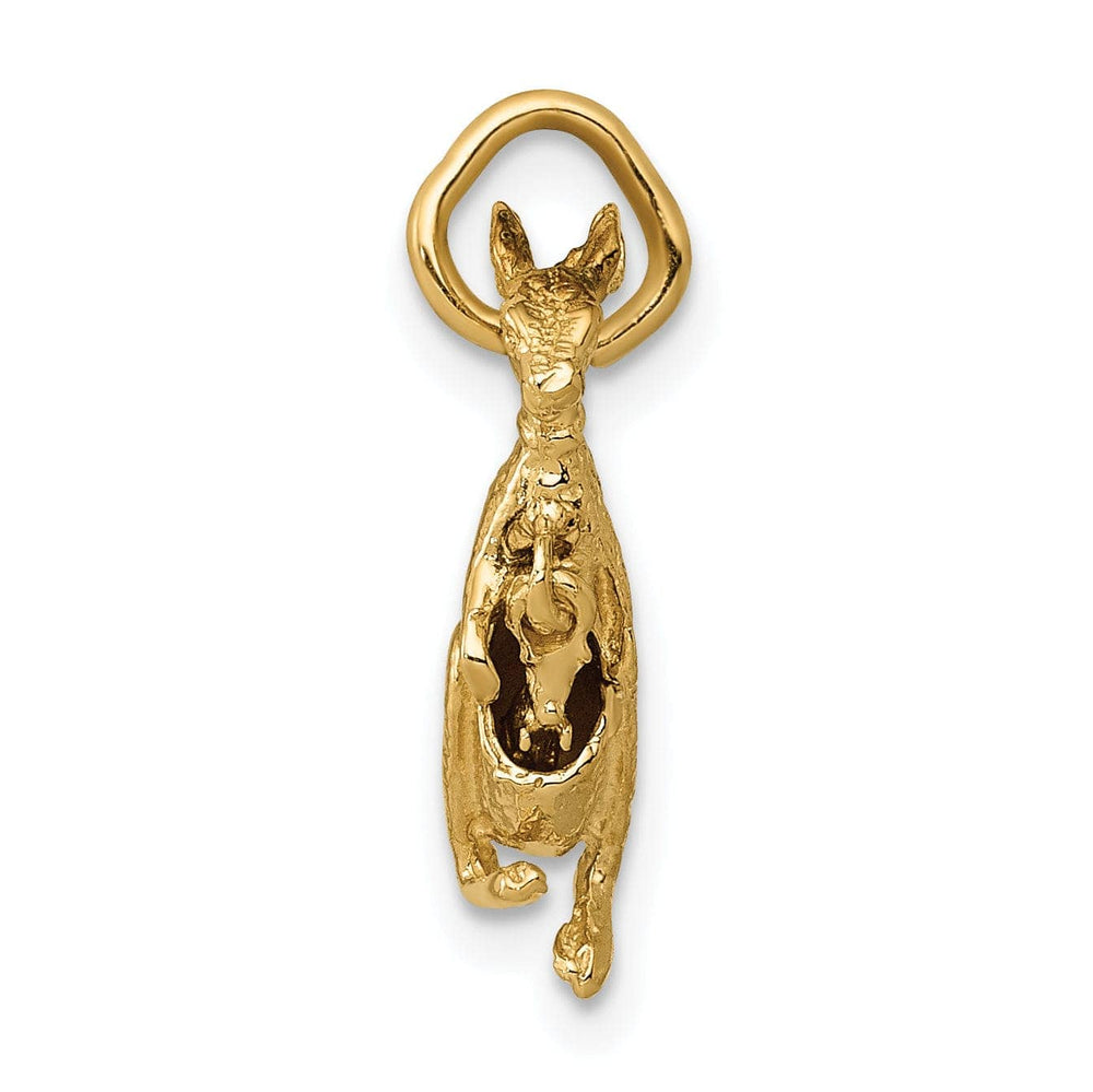 Lovely Rita's Pendants & Charms 14k Yellow Gold Polished Finish 3-Dimensional Joey Kangaroo Charm Pendant