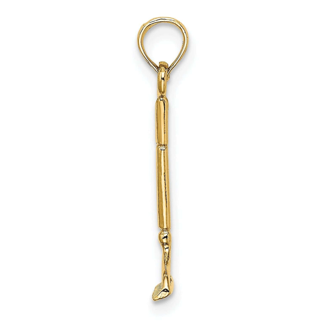 Lovely Rita's Pendants & Charms 14K Yellow Gold Polished Finish 3-Dimensional Landscape Rake Garden Tool Charm Pendant