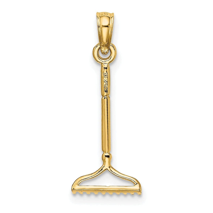 Lovely Rita's Pendants & Charms 14K Yellow Gold Polished Finish 3-Dimensional Landscape Rake Garden Tool Charm Pendant