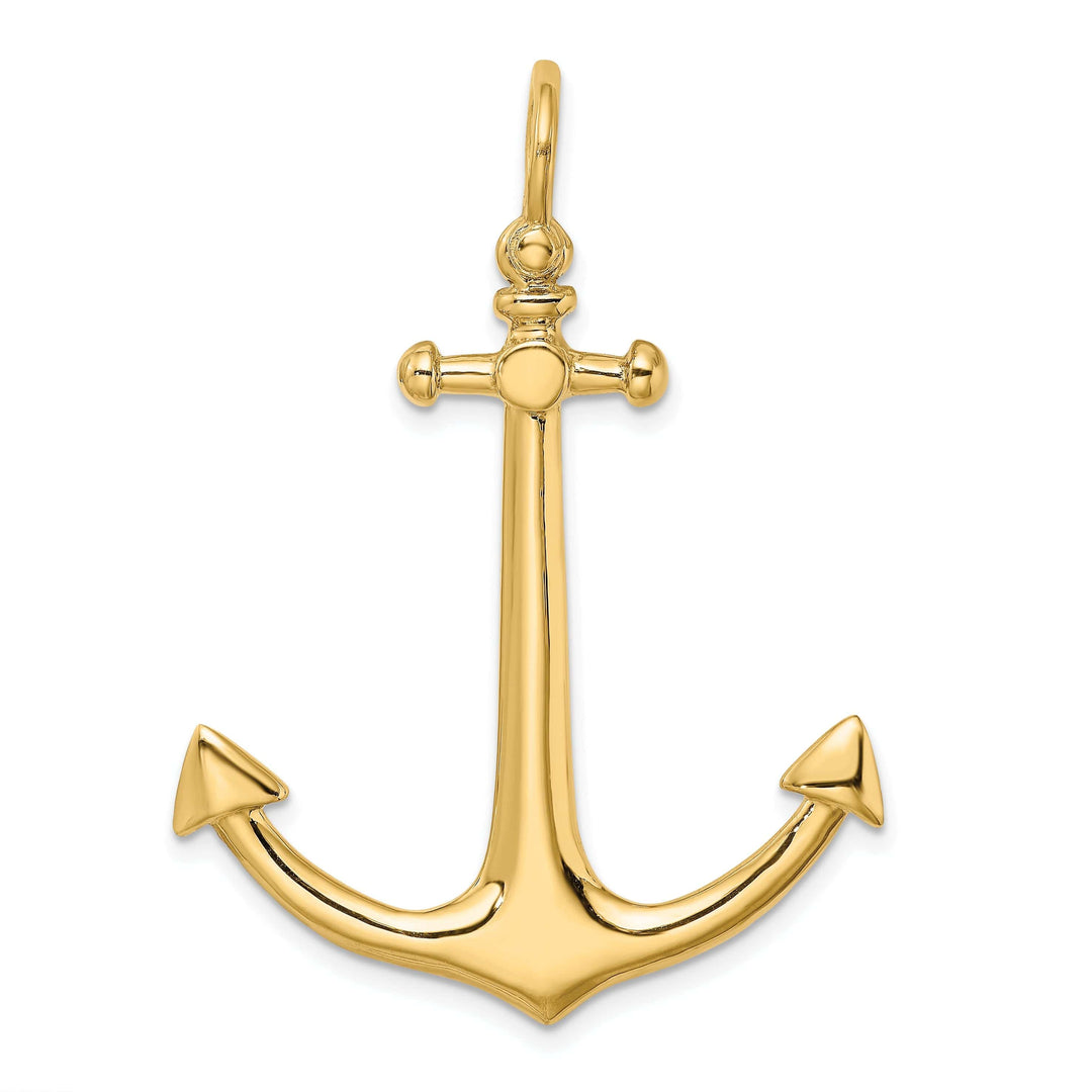 Lovely Rita's Pendants & Charms 14K Yellow Gold Polished Finish 3-Dimensional Large Anchor Charm Pendant