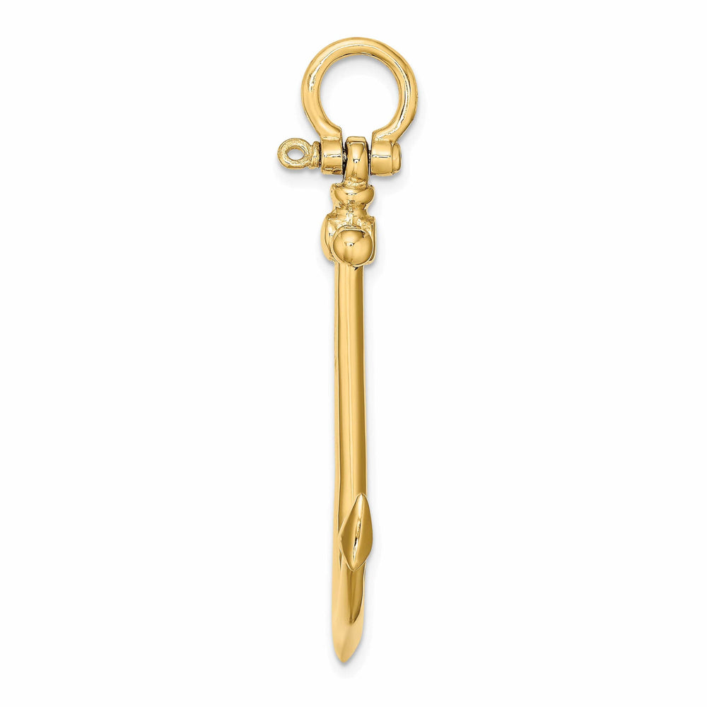 Lovely Rita's Pendants & Charms 14K Yellow Gold Polished Finish 3-Dimensional Large Anchor Charm Pendant