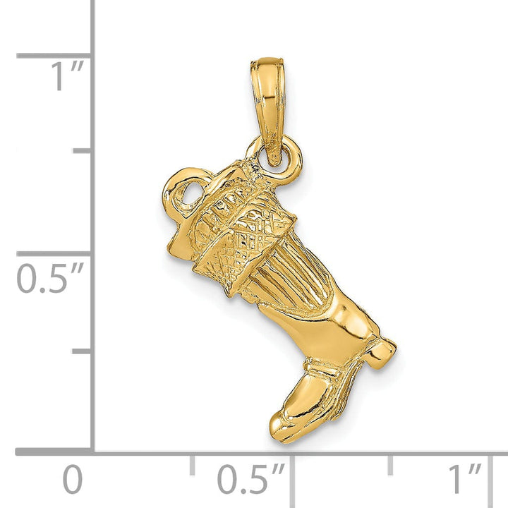 Lovely Rita's Pendants & Charms 14k Yellow Gold Polished Finish 3-Dimensional Large Firefighter Boot Charm Pendant