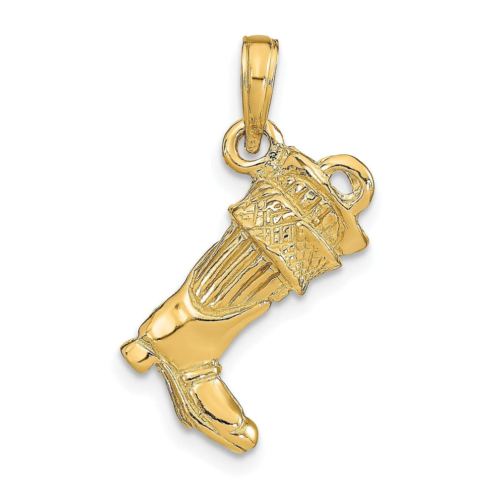 Lovely Rita's Pendants & Charms 14k Yellow Gold Polished Finish 3-Dimensional Large Firefighter Boot Charm Pendant