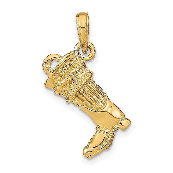Lovely Rita's Pendants & Charms 14k Yellow Gold Polished Finish 3-Dimensional Large Firefighter Boot Charm Pendant