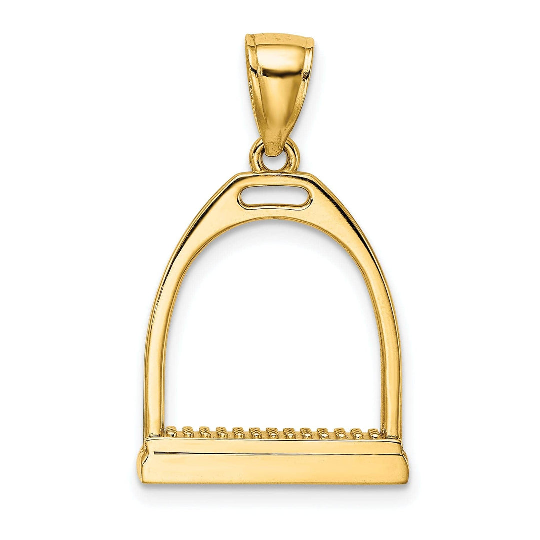 Lovely Rita's Pendants & Charms 14K Yellow Gold Polished Finish 3-Dimensional Large Horse Stirrup Charm Pendant