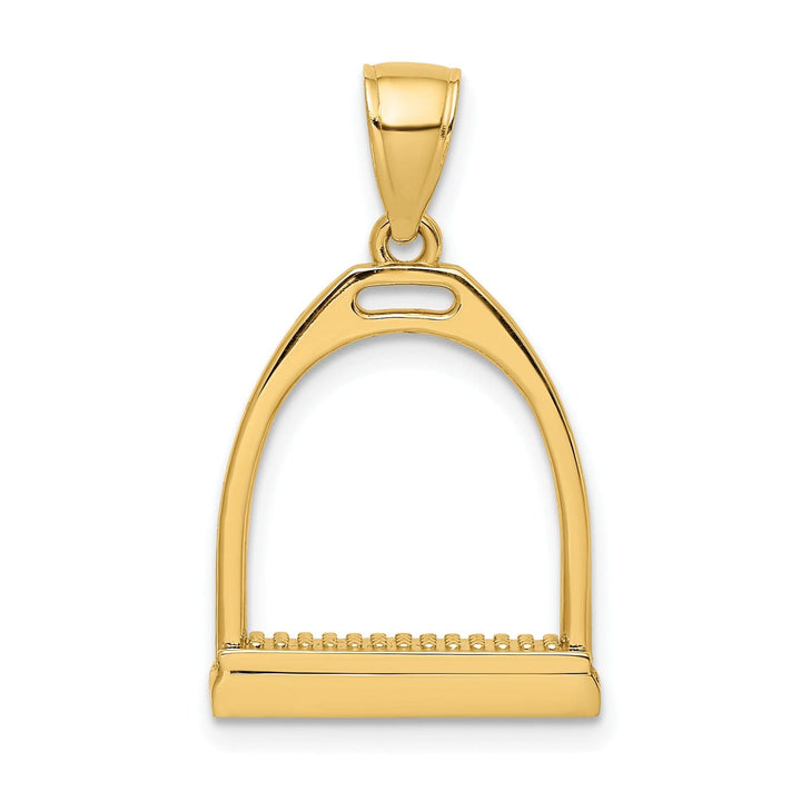 Lovely Rita's Pendants & Charms 14K Yellow Gold Polished Finish 3-Dimensional Large Horse Stirrup Charm Pendant