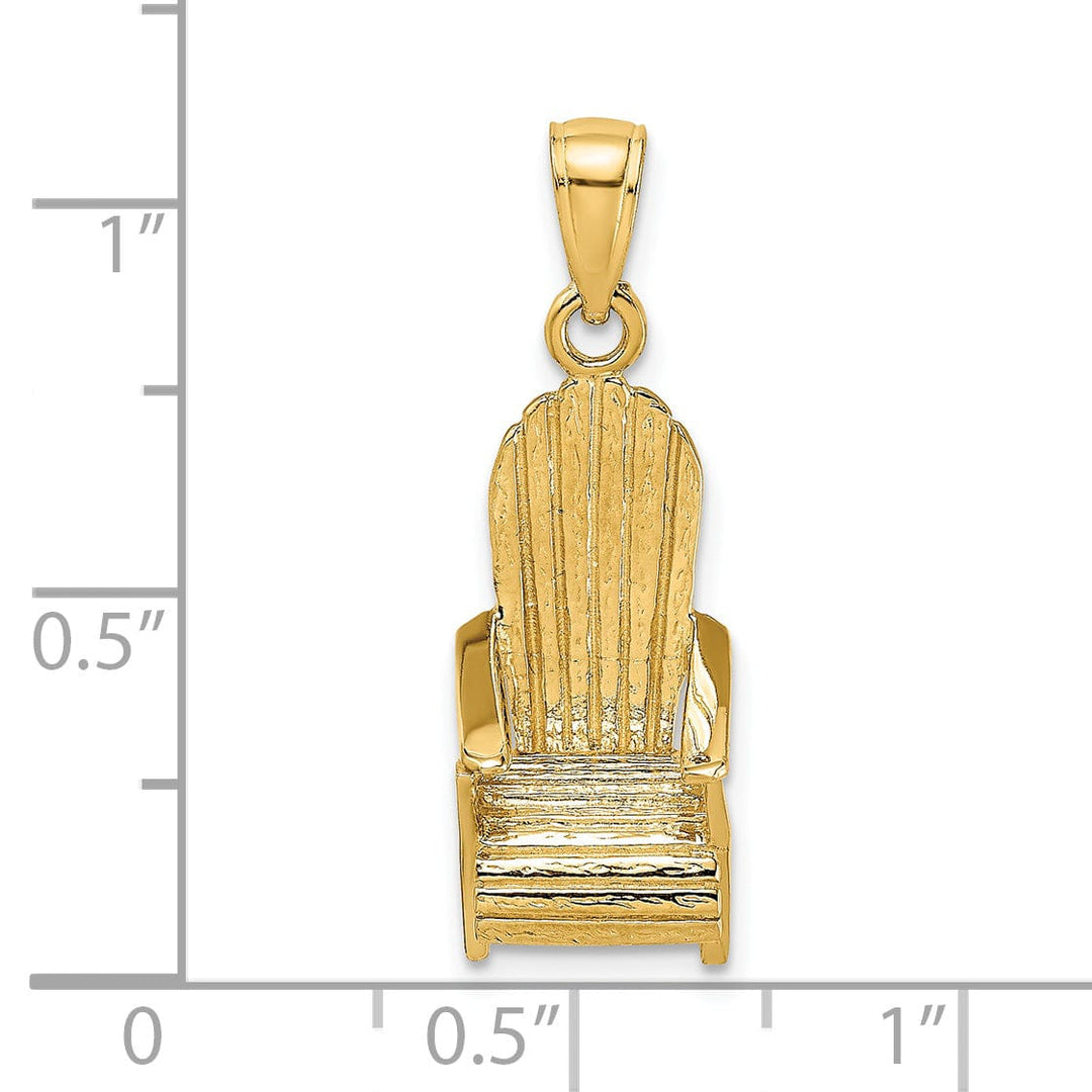 Lovely Rita's Pendants & Charms 14K Yellow Gold Polished Finish 3-Dimensional Lattice Design Beach Chair Charm Pendant