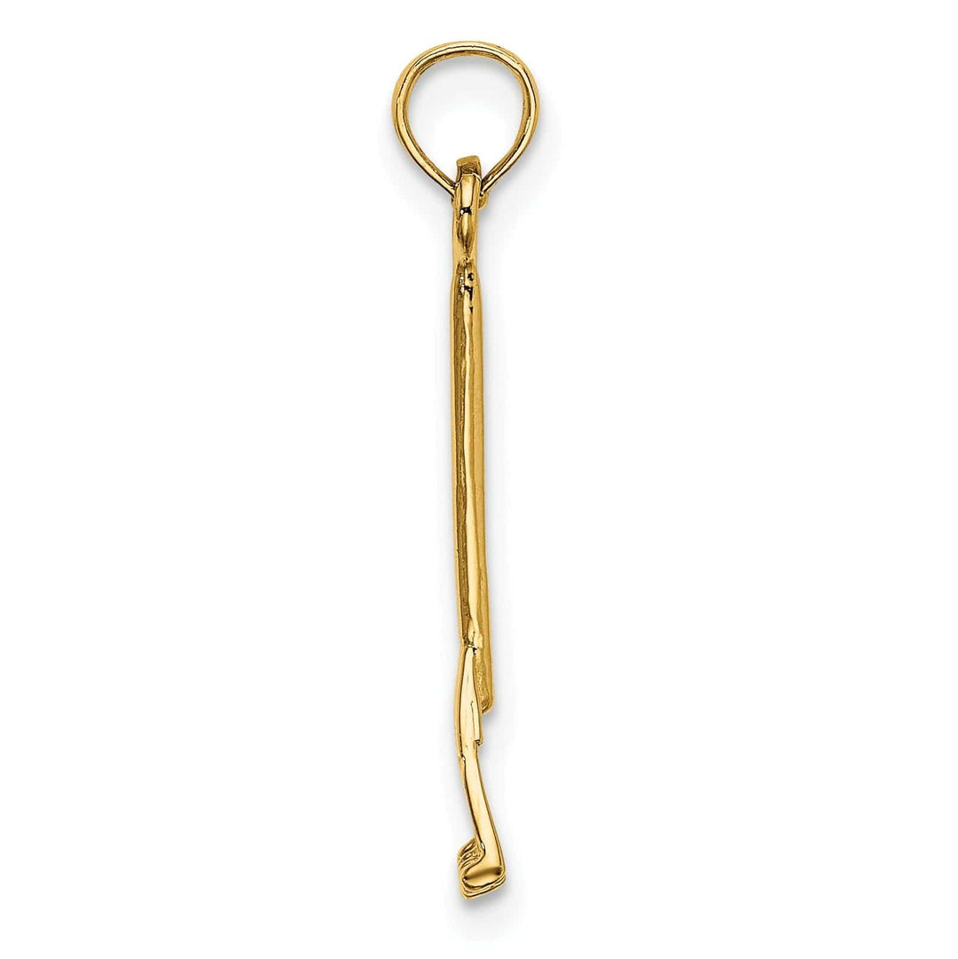 Lovely Rita's Pendants & Charms 14K Yellow Gold Polished Finish 3-Dimensional Leaf Rake Garden Tool Charm Pendant