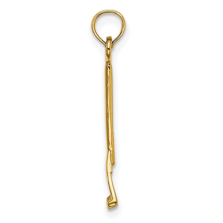Lovely Rita's Pendants & Charms 14K Yellow Gold Polished Finish 3-Dimensional Leaf Rake Garden Tool Charm Pendant