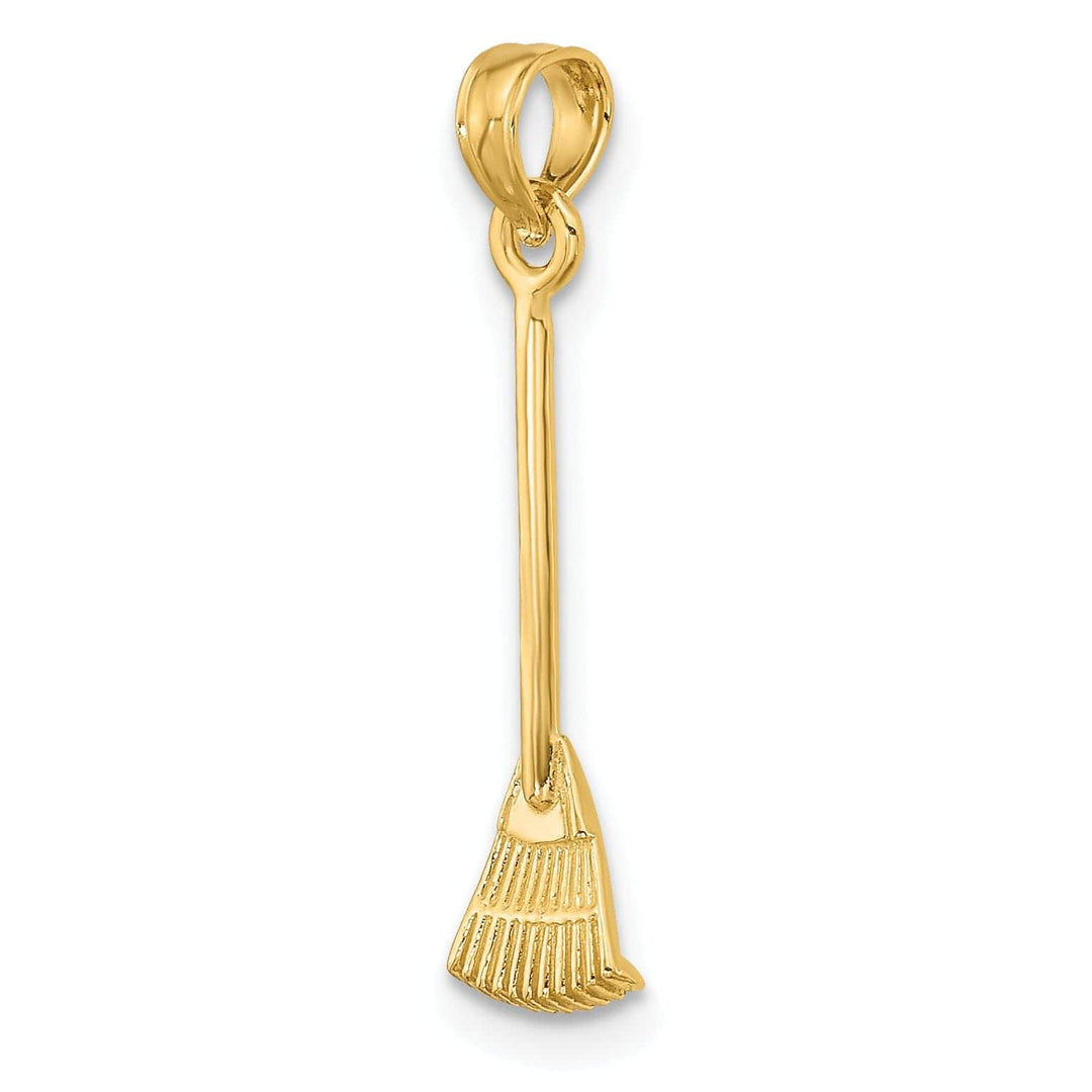 Lovely Rita's Pendants & Charms 14K Yellow Gold Polished Finish 3-Dimensional Leaf Rake Garden Tool Charm Pendant