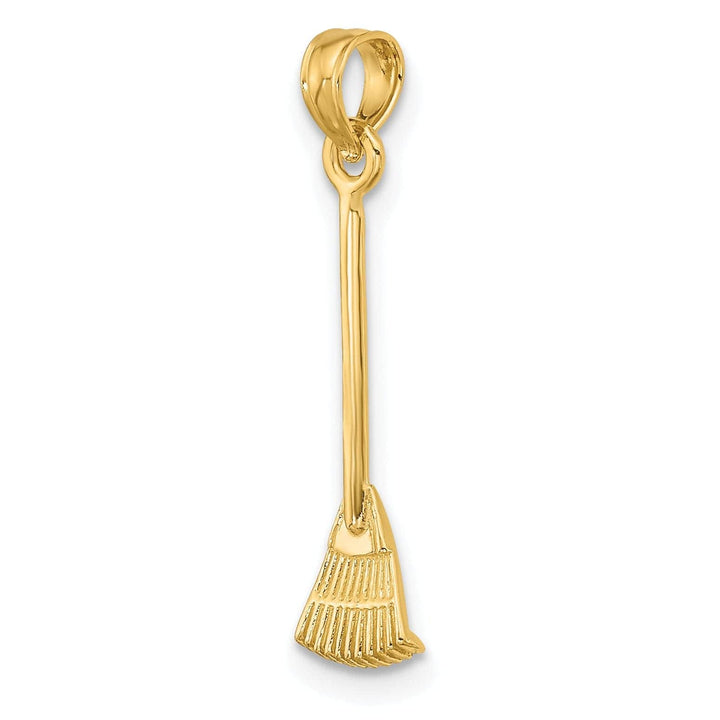 Lovely Rita's Pendants & Charms 14K Yellow Gold Polished Finish 3-Dimensional Leaf Rake Garden Tool Charm Pendant