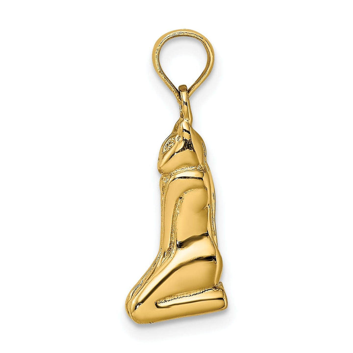 Lovely Rita's Pendants & Charms 14K Yellow Gold Polished Finish 3-Dimensional MARCO ISLAND Cat Charm Pendant