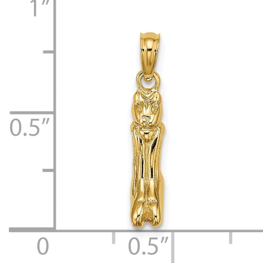 Lovely Rita's Pendants & Charms 14K Yellow Gold Polished Finish 3-Dimensional MARCO ISLAND Cat Charm Pendant