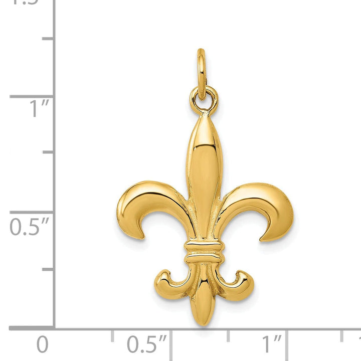 Lovely Rita's Pendants & Charms 14k Yellow Gold Polished Finish 3-Dimensional Mens Fleur De Lis Charm Design Pendant
