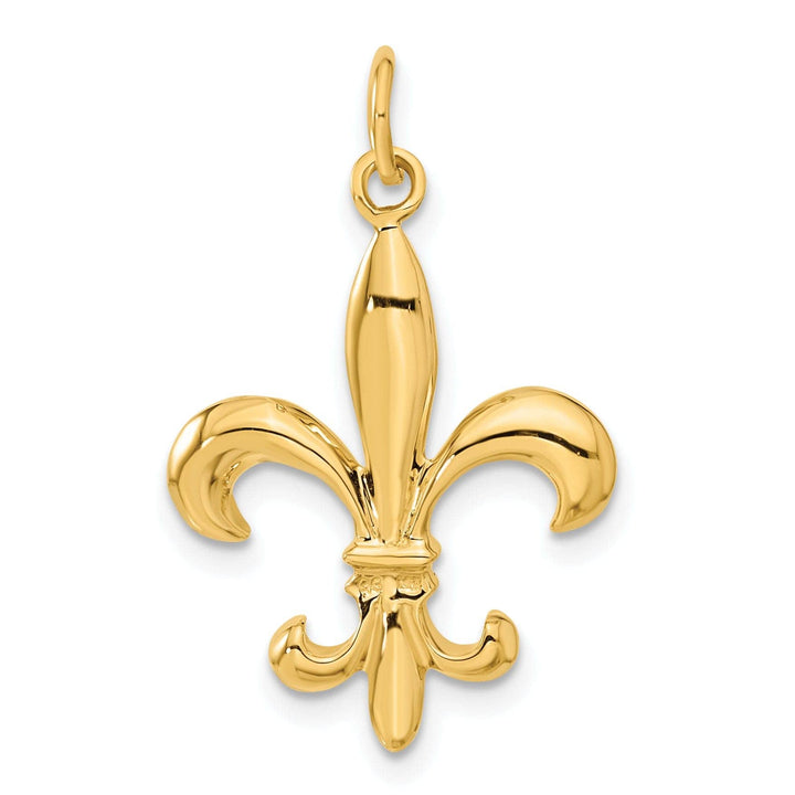 Lovely Rita's Pendants & Charms 14k Yellow Gold Polished Finish 3-Dimensional Mens Fleur De Lis Charm Design Pendant