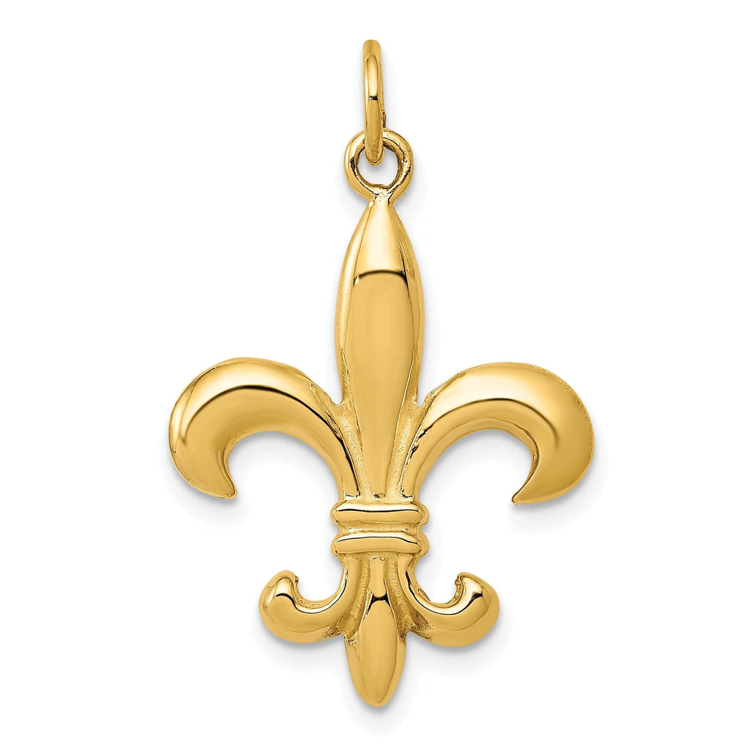 Lovely Rita's Pendants & Charms 14k Yellow Gold Polished Finish 3-Dimensional Mens Fleur De Lis Charm Design Pendant