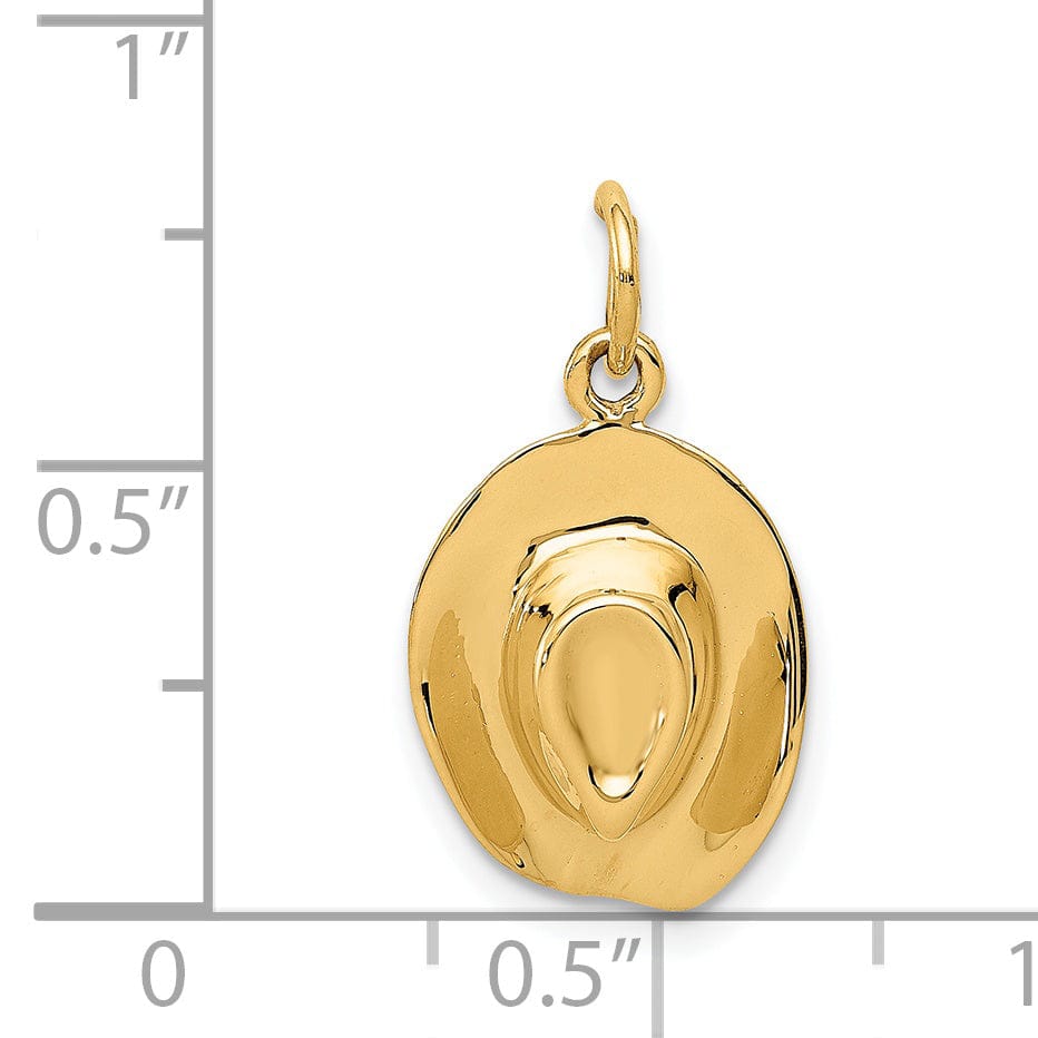 Lovely Rita's Pendants & Charms 14k Yellow Gold Polished Finish 3-Dimensional Mens Hat Charm Pendant