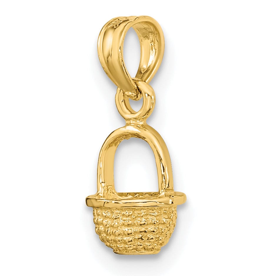Lovely Rita's Pendants & Charms 14K Yellow Gold Polished Finish 3-Dimensional Mini Basket Charm Pendant