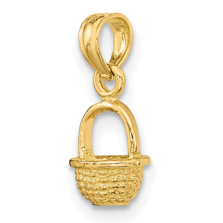 Lovely Rita's Pendants & Charms 14K Yellow Gold Polished Finish 3-Dimensional Mini Basket Charm Pendant