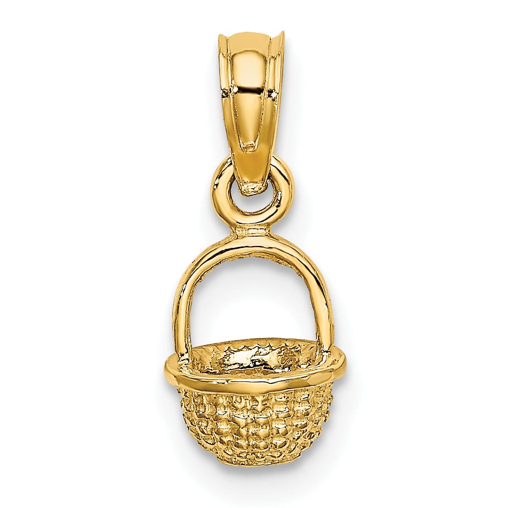 Lovely Rita's Pendants & Charms 14K Yellow Gold Polished Finish 3-Dimensional Mini Basket Charm Pendant