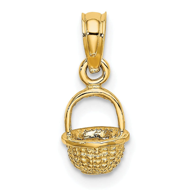 Lovely Rita's Pendants & Charms 14K Yellow Gold Polished Finish 3-Dimensional Mini Basket Charm Pendant