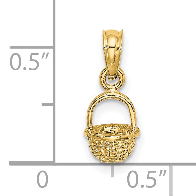 Lovely Rita's Pendants & Charms 14K Yellow Gold Polished Finish 3-Dimensional Mini Basket Charm Pendant