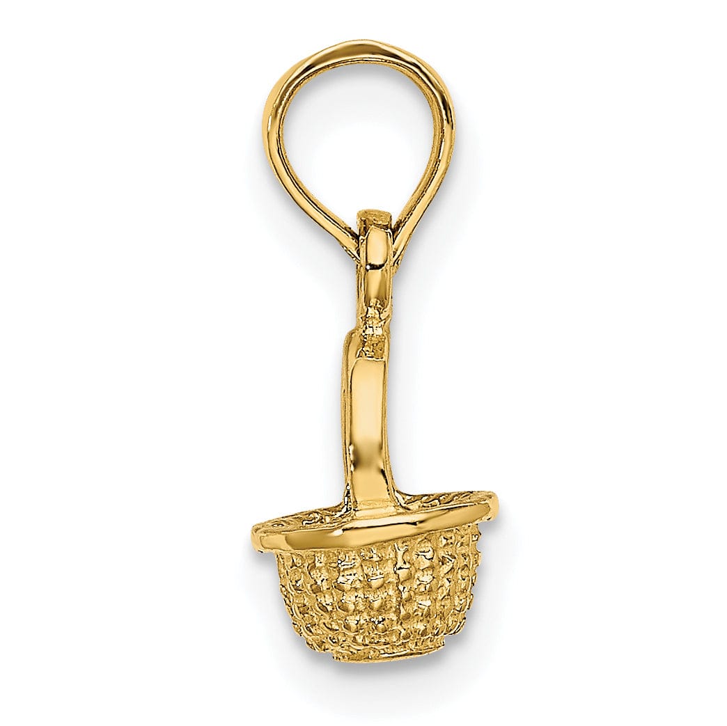 Lovely Rita's Pendants & Charms 14K Yellow Gold Polished Finish 3-Dimensional Mini Basket Charm Pendant