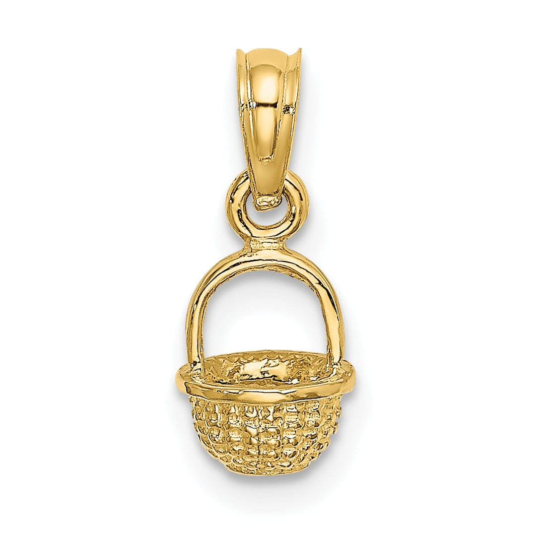 Lovely Rita's Pendants & Charms 14K Yellow Gold Polished Finish 3-Dimensional Mini Basket Charm Pendant
