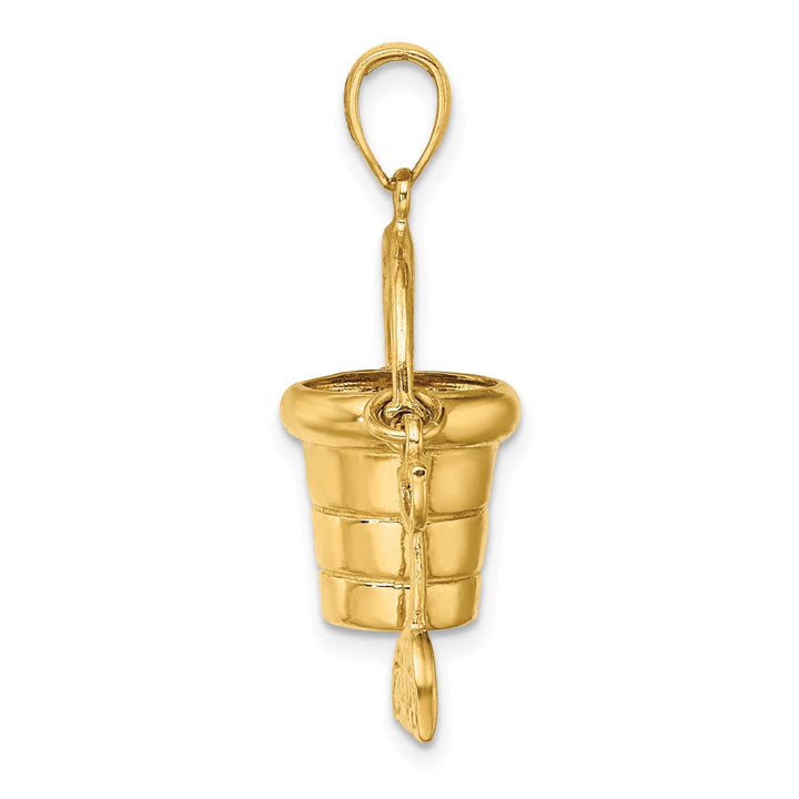 Lovely Rita's Pendants & Charms 14k Yellow Gold Polished Finish 3-Dimensional Moveable Beach Pail with Shovel Charm Pendant