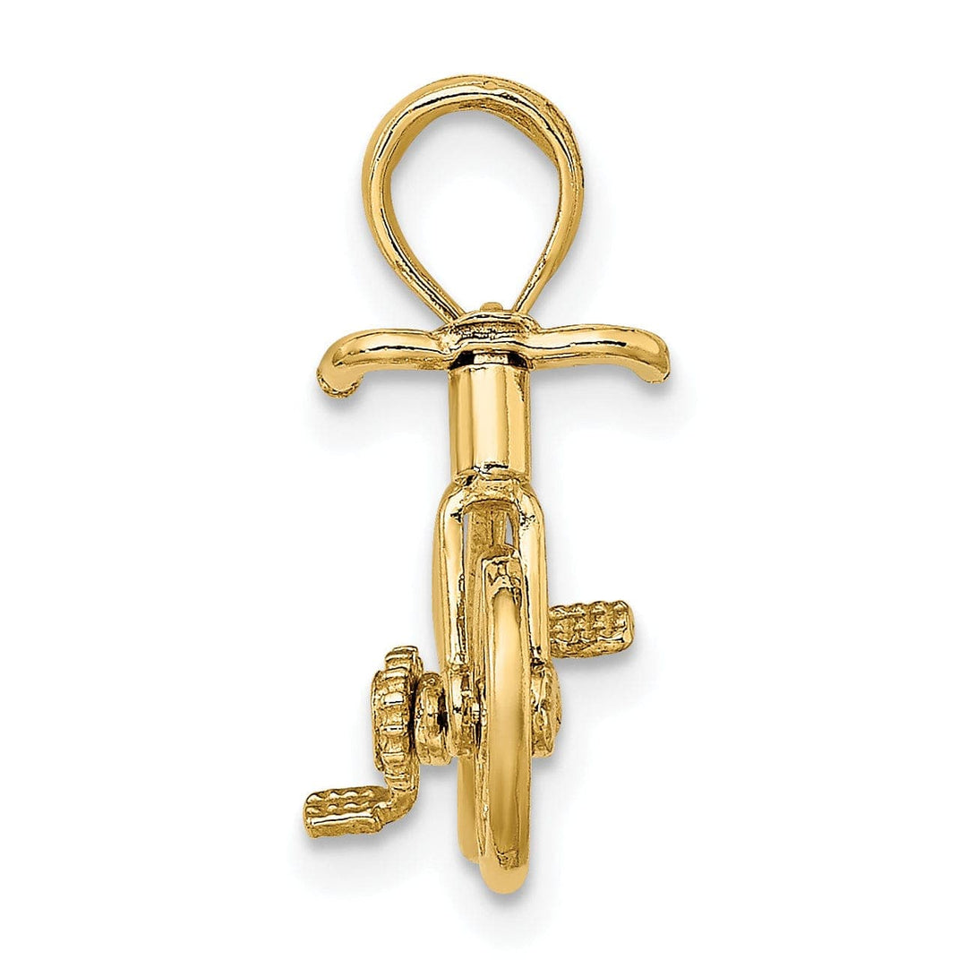 Lovely Rita's Pendants & Charms 14k Yellow Gold Polished Finish 3-Dimensional Moveable Bicycle Charm Pendant