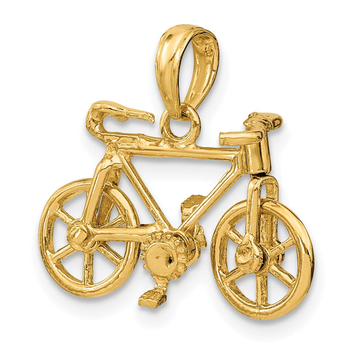 Lovely Rita's Pendants & Charms 14k Yellow Gold Polished Finish 3-Dimensional Moveable Bicycle Charm Pendant