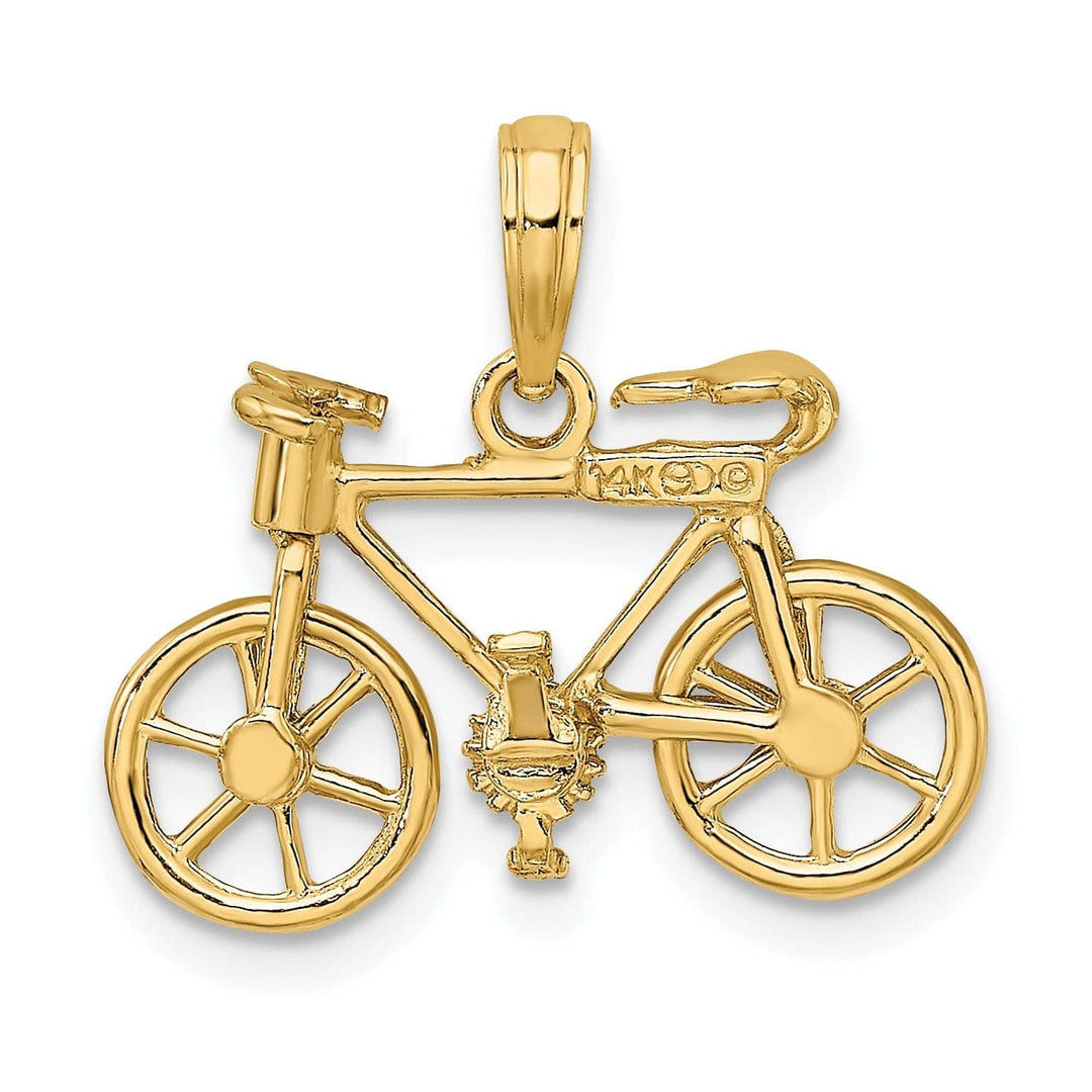 Lovely Rita's Pendants & Charms 14k Yellow Gold Polished Finish 3-Dimensional Moveable Bicycle Charm Pendant