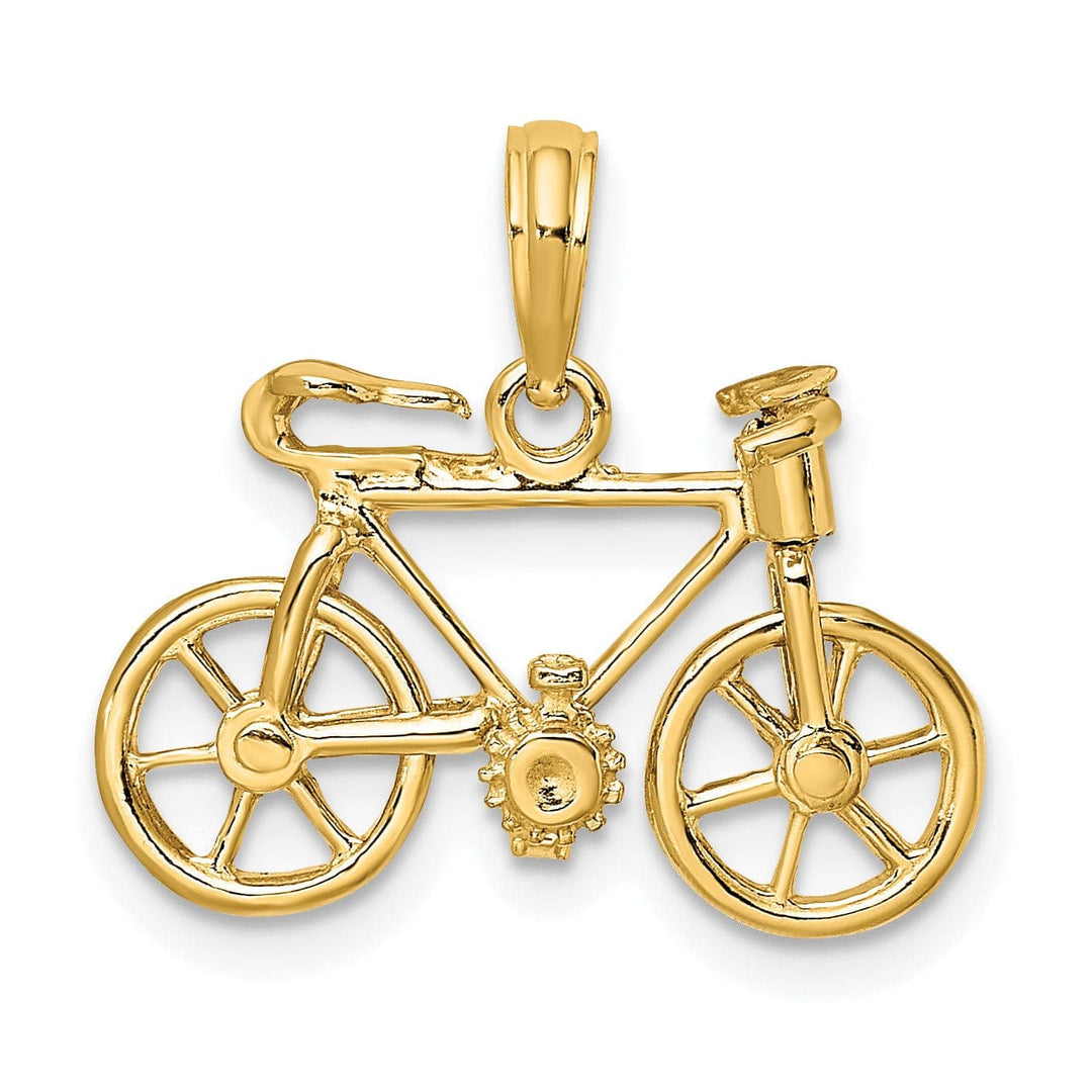 Lovely Rita's Pendants & Charms 14k Yellow Gold Polished Finish 3-Dimensional Moveable Bicycle Charm Pendant